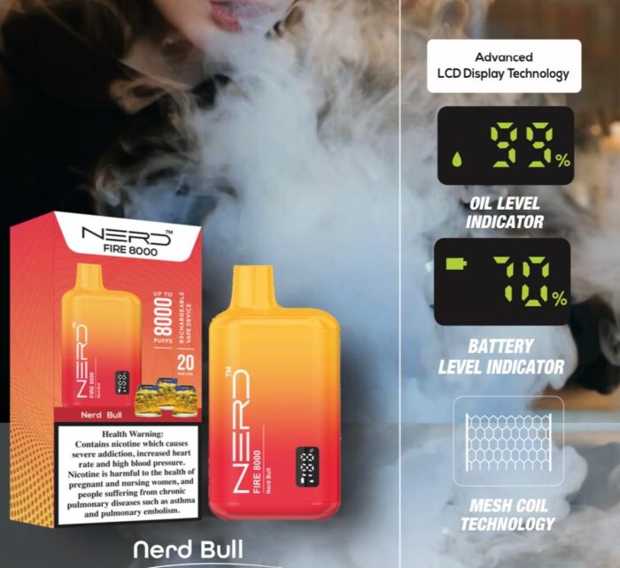Nerd Fire 8000 Puffs Disposable Vape (2% Nicotine)