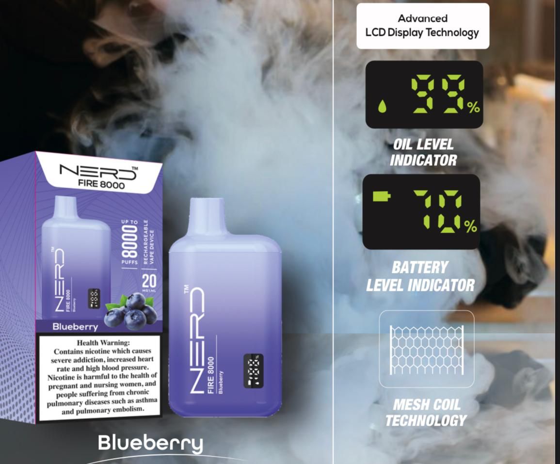 Nerd Fire 8000 Puffs Disposable Vape (2% Nicotine)